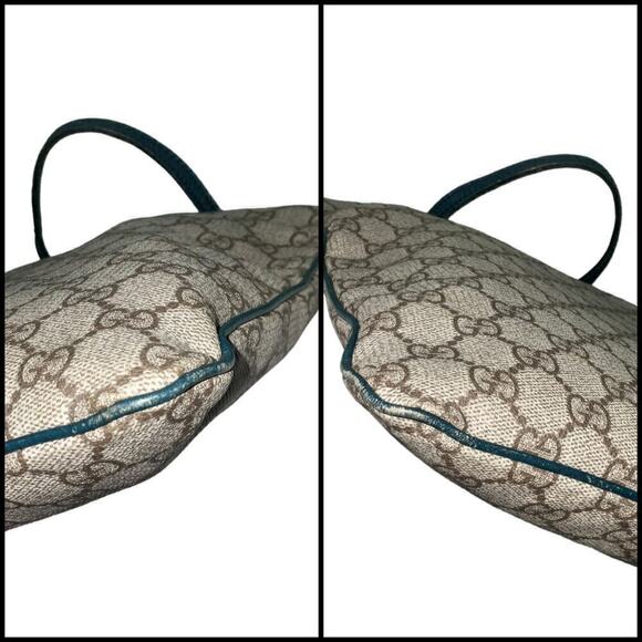 Gucci GG Supreme Flat Vertical Tote with Teal Leather trim and accents - Picture 10 of 15